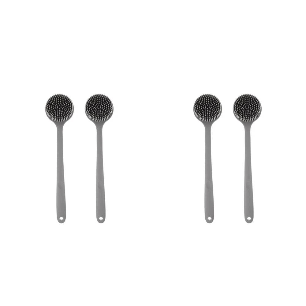 2 Pcs Silicone Bath Brush Back Scrubber for Shower Men Long Handle