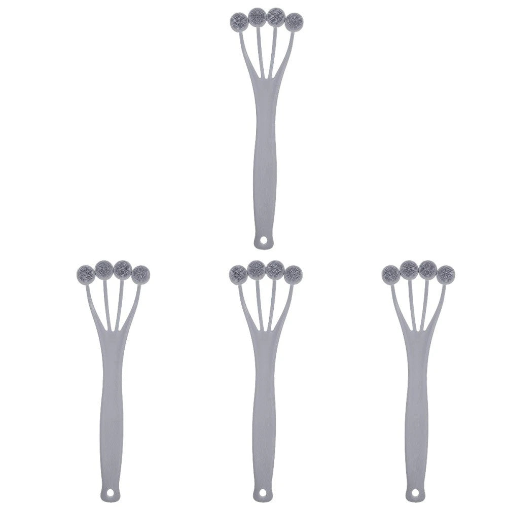 4 Pack Exfoliating Bath Brush Scrubbing with Handle Body Scrubber for Shower