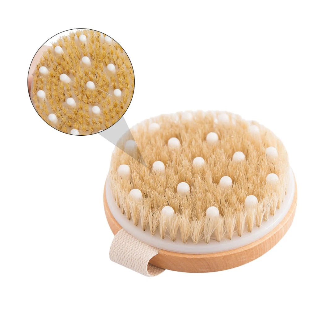 1PC Fine Wood Bath Brush Exfoliating Massage Brush (Khaki) Shower Brush
