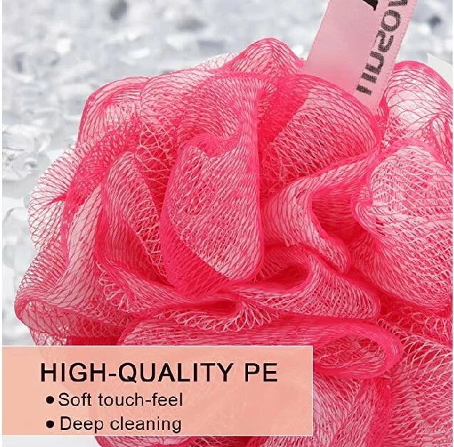 3 PK  rainbow color Loofah Bath Sponge Shower Pouf Ball Double Mesh
