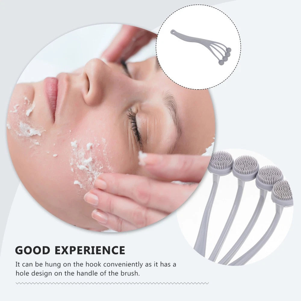 4 Pack Exfoliating Bath Brush Scrubbing with Handle Body Scrubber for Shower