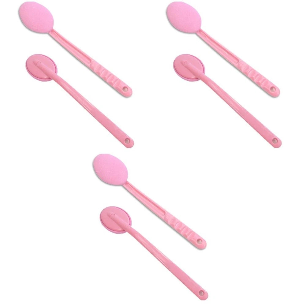 3 Count Bathing and Back Rubbing Brush Soft Body Scrubber Long Handle Shower