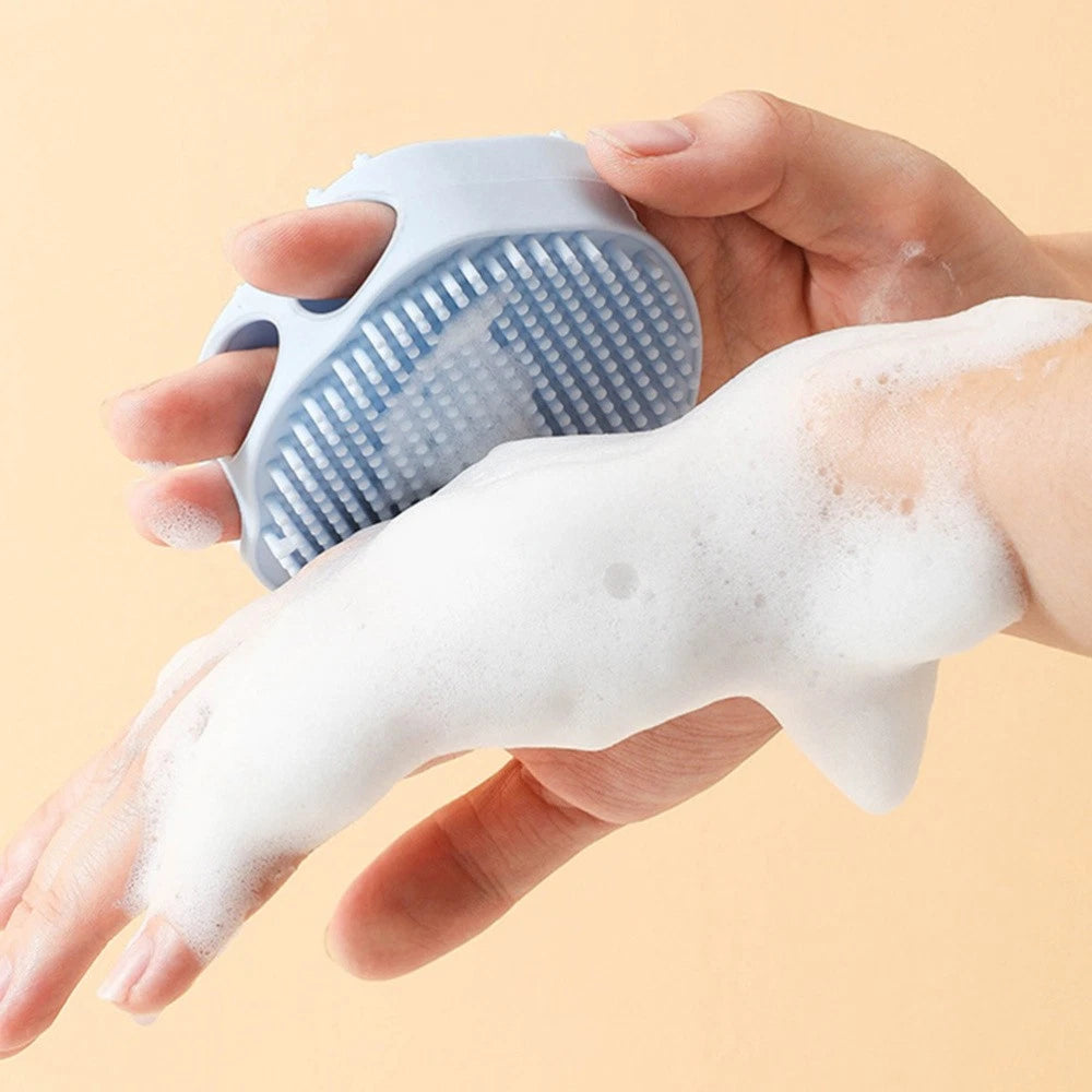 2 Pcs Shampoo Bath Brush Travel Child Exfoliating Silicone Body Scrubber