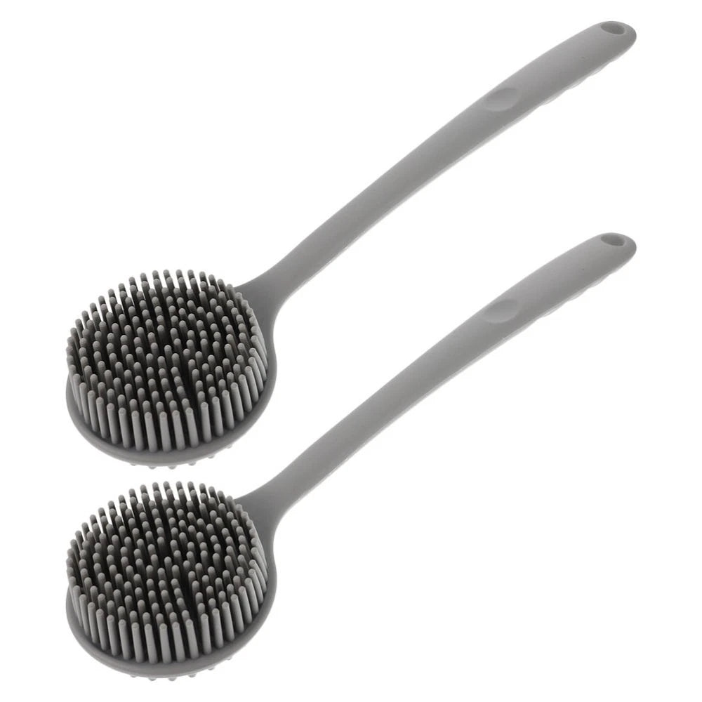 2 Pcs Silicone Bath Brush Back Scrubber for Shower Men Long Handle