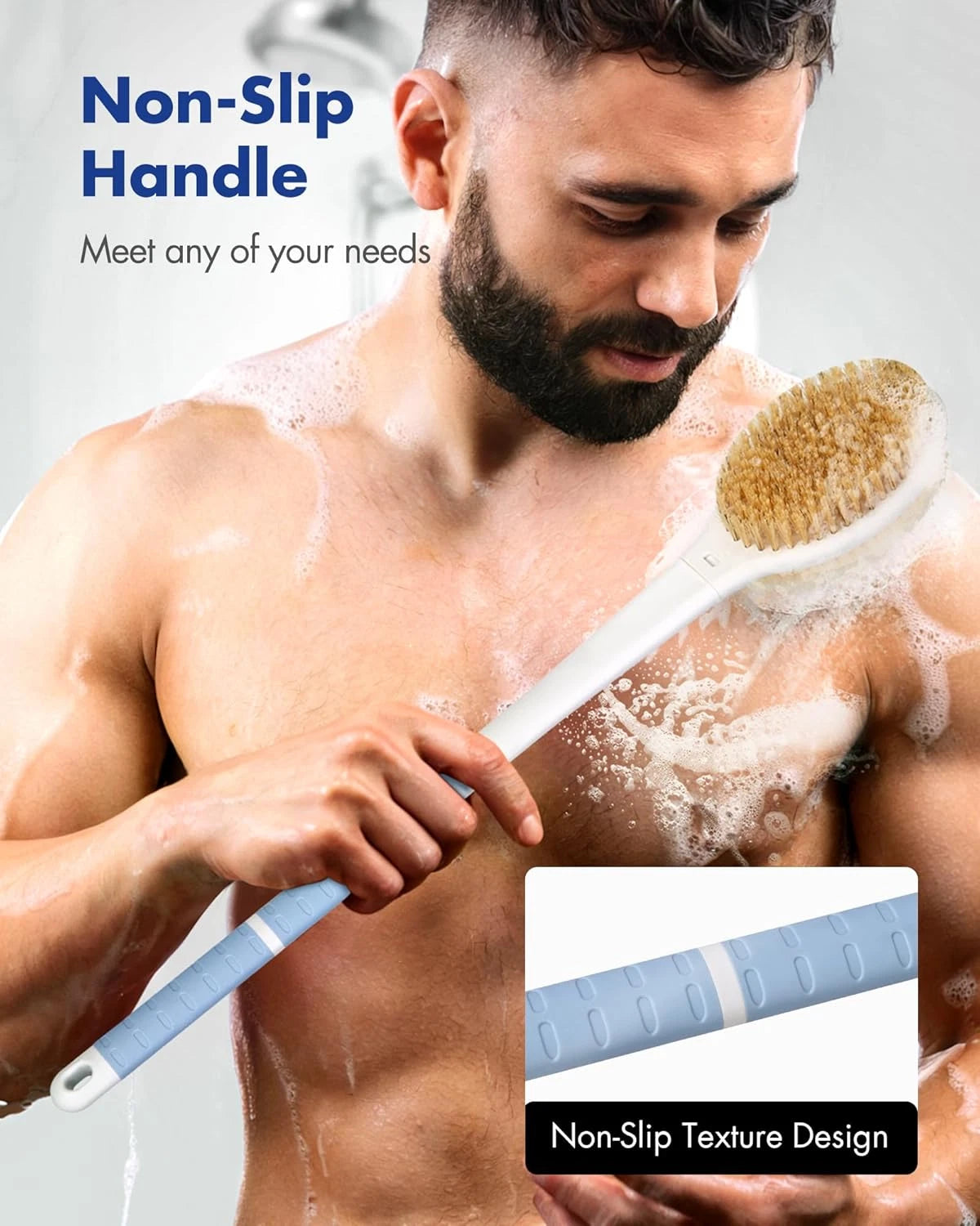 Back Scrubber Body Shower Brush - 20.5€™Â€™ Extra Long Bath Brush with Stiff &