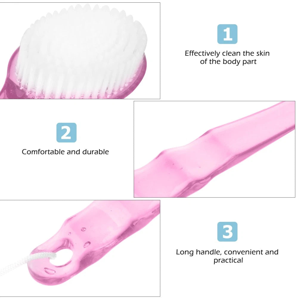 3pcs Long Handle Bath Scrubber Back Brush Massage Brush Shower Brush