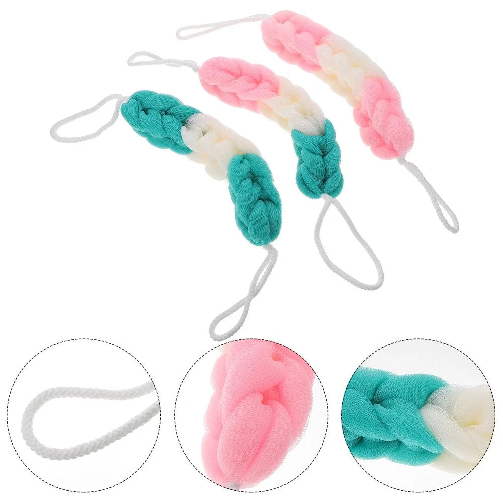 3 Pcs Back Scrubber Bath Towel Man Exfoliating Shower Pouf Loofah Body