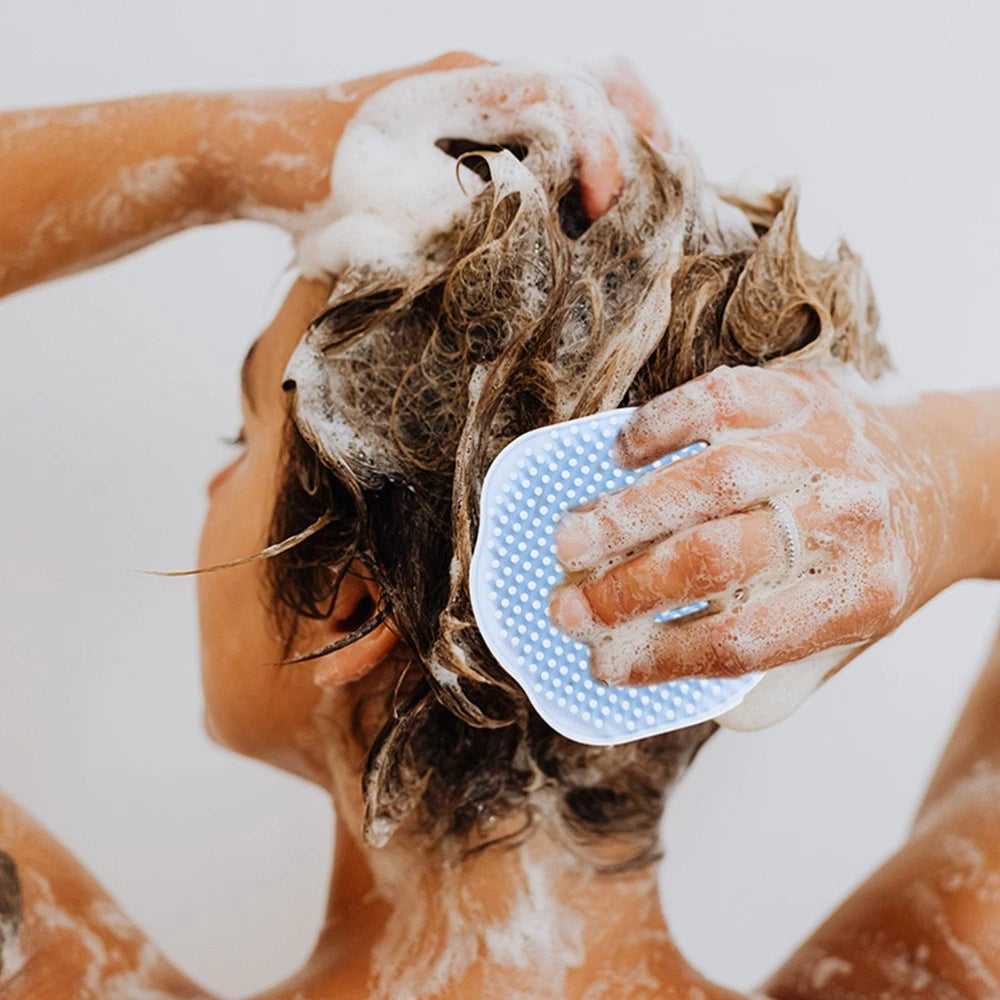 2 Pcs Shampoo Bath Brush Travel Child Exfoliating Silicone Body Scrubber