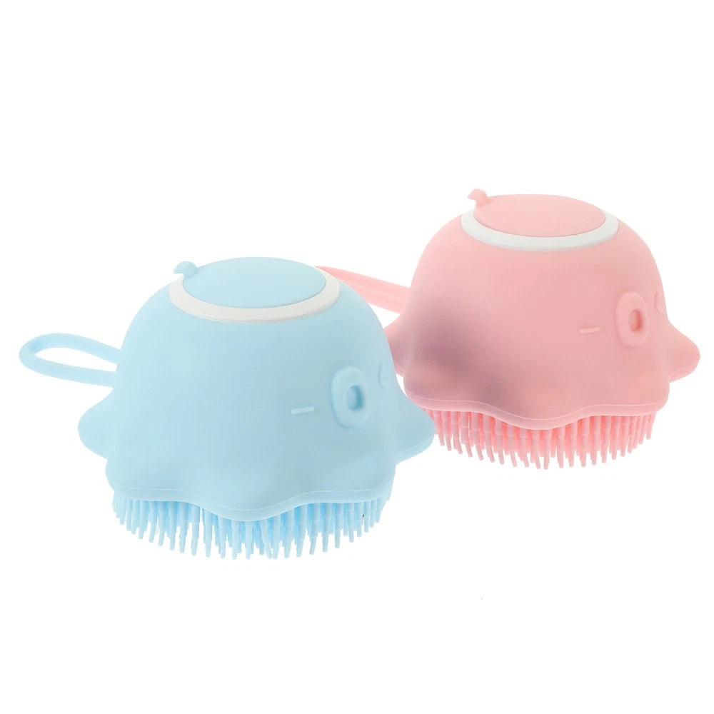 2 Pcs Bath Brush Child Baby Multi-functional Exfoliating Silicone Scrubber