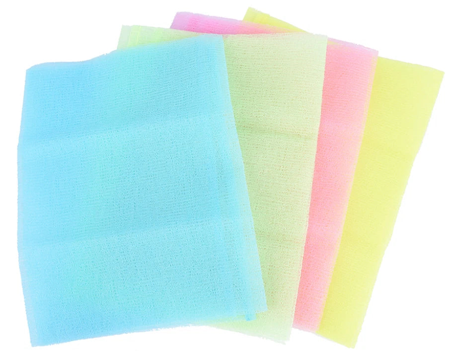 3 Exfoliating Back Scrubber Bath Wash Cloth Long Mesh Sponge Body Brush