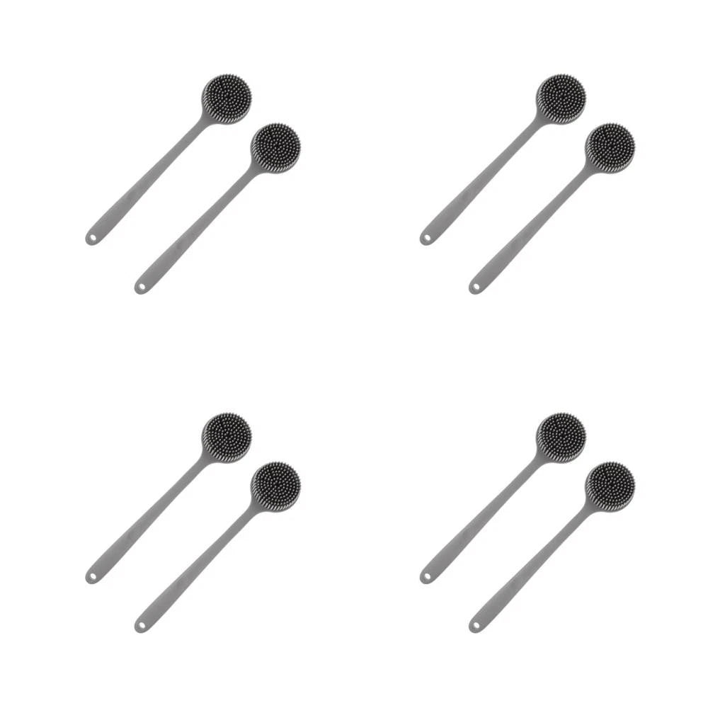 2 Pcs Silicone Bath Brush Back Scrubber for Shower Men Long Handle