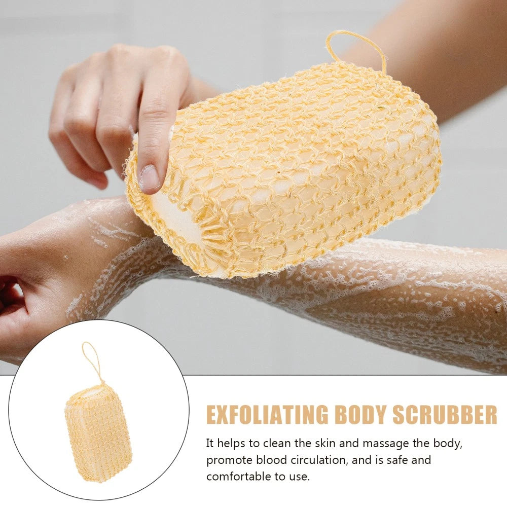 2 Pcs Silk Bath Towel Body Brush Exfoliator Scrubber Sisal Loofah
