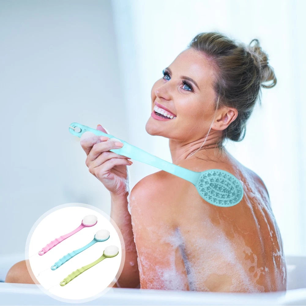 3pcs Long Handle Bath Scrubber Back Brush Massage Brush Shower Brush