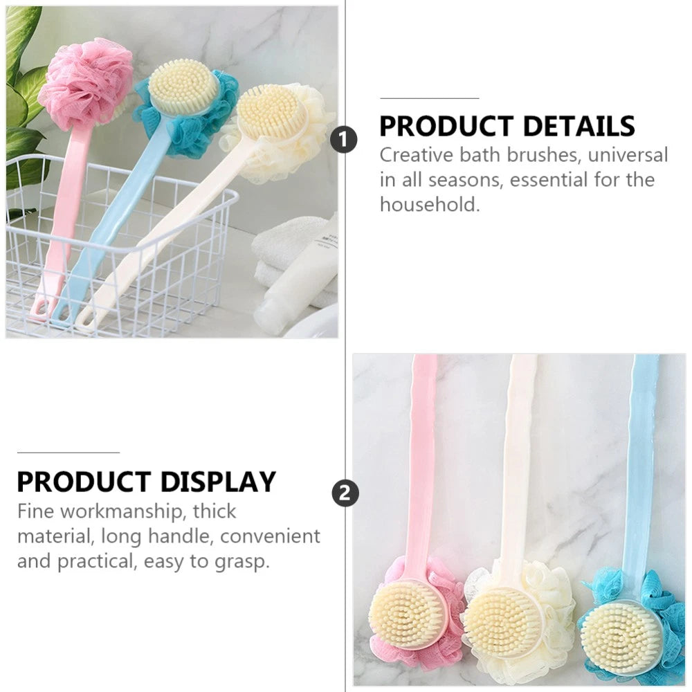 2 Pcs Back Rub Bath Brush Elderly Exfoliator for Shower Scrubber