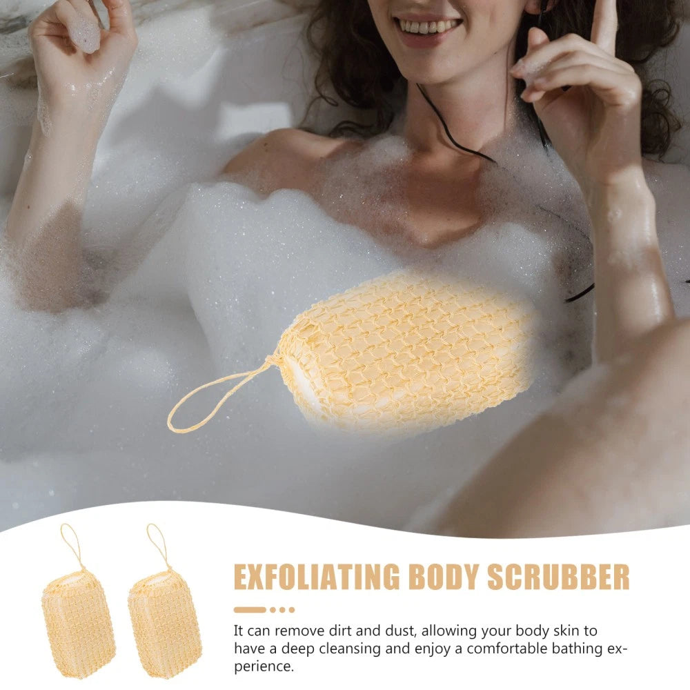 2 Pcs Silk Bath Towel Body Brush Exfoliator Scrubber Sisal Loofah