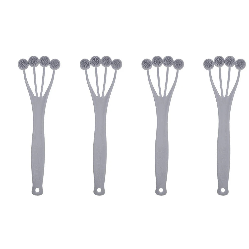 4 Pack Exfoliating Bath Brush Scrubbing with Handle Body Scrubber for Shower