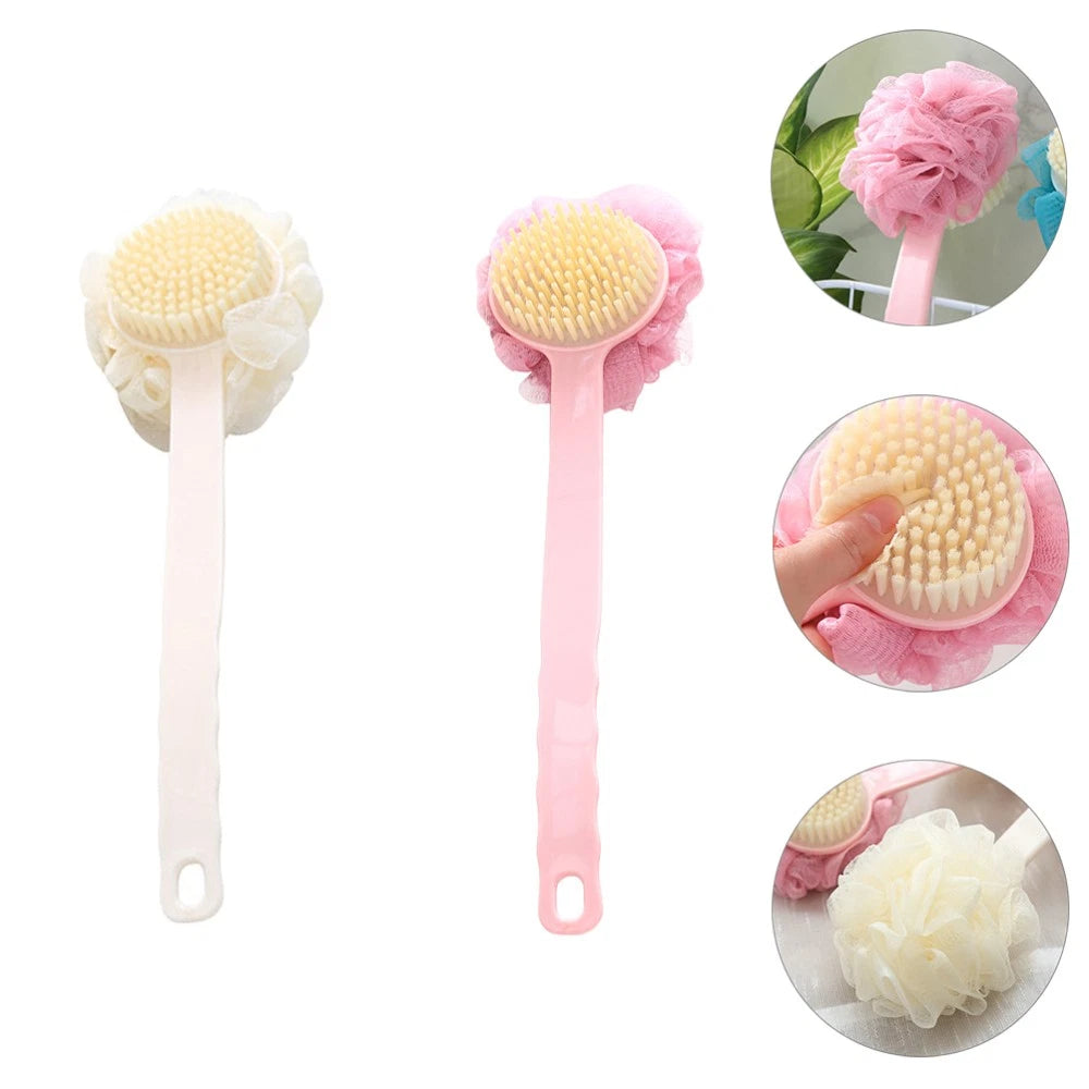 2 Pcs Back Rub Bath Brush Elderly Exfoliator for Shower Scrubber