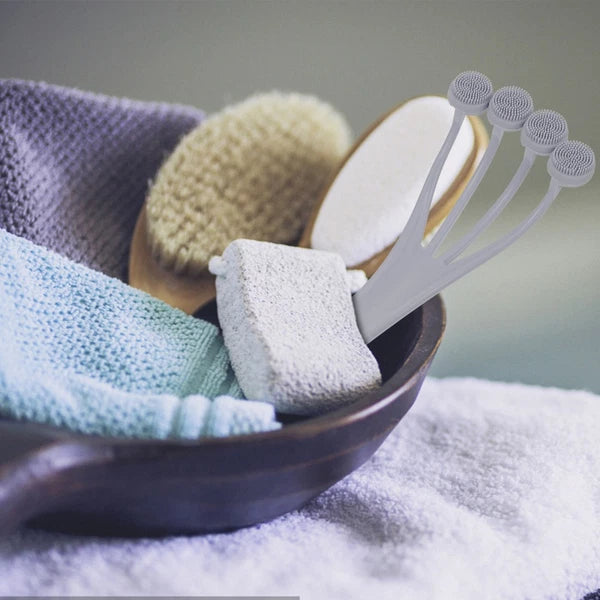 4 Pack Exfoliating Bath Brush Scrubbing with Handle Body Scrubber for Shower