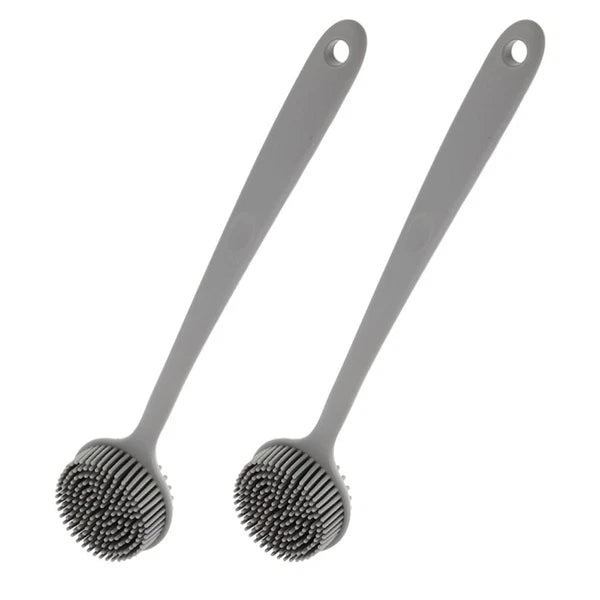 2 Pcs Silicone Bath Brush Back Scrubber for Shower Men Long Handle