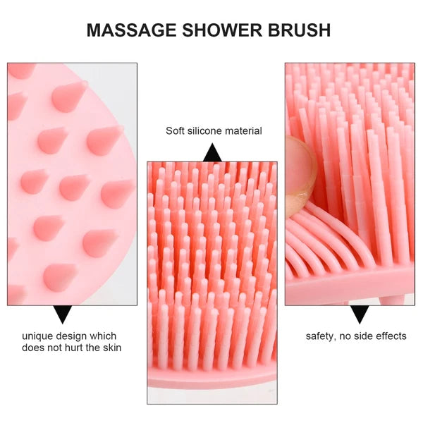 2pcs Silicone Exfoliating Brush Bath and Shampoo Brush Body Scrubber (Pink)