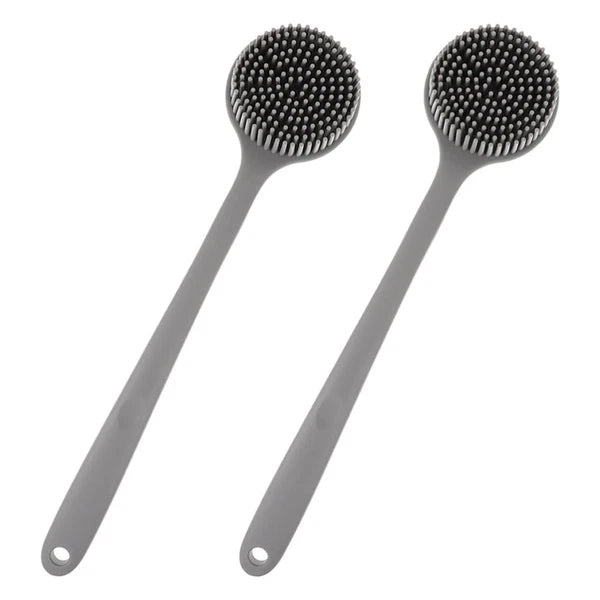 2 Pcs Silicone Bath Brush Back Scrubber for Shower Men Long Handle