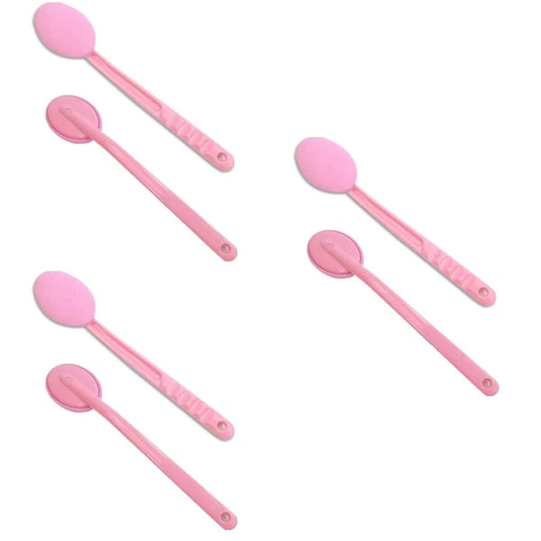 3 Count Bathing and Back Rubbing Brush Soft Body Scrubber Long Handle Shower