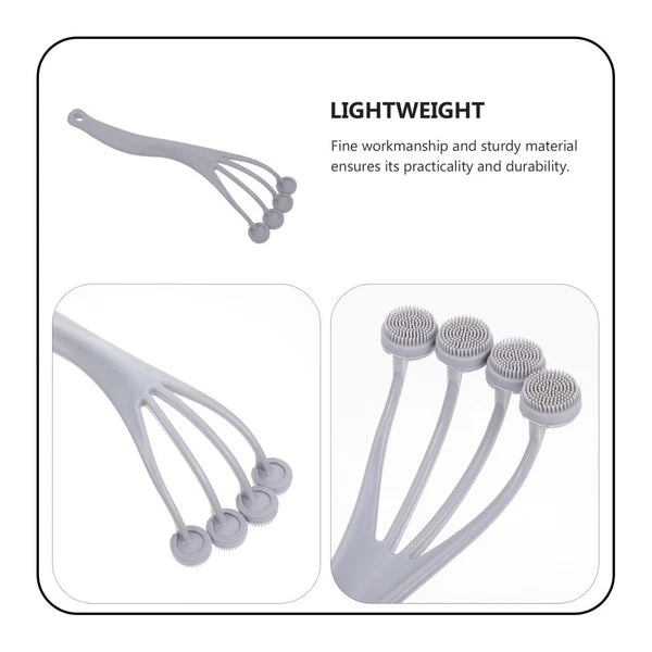 4 Pack Exfoliating Bath Brush Scrubbing with Handle Body Scrubber for Shower