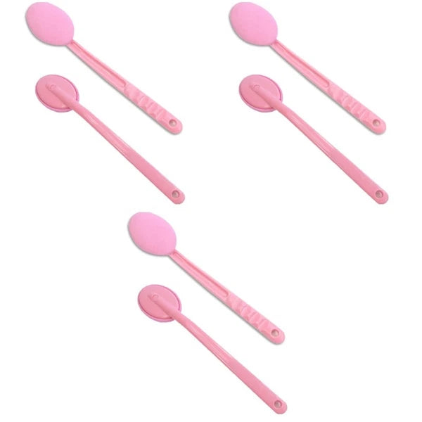 3 Count Bathing and Back Rubbing Brush Soft Body Scrubber Long Handle Shower
