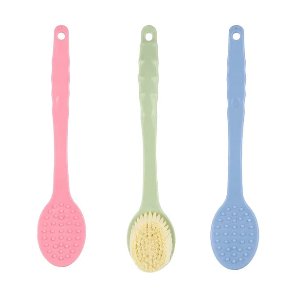 3 Pcs Bath Brushes Long Handle Shower Brushes Back Cleaning Scrubbers Set