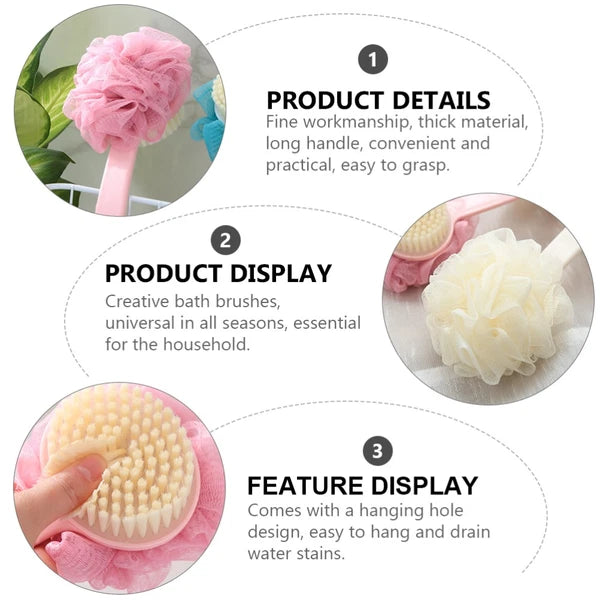 2 Pcs Back Rub Bath Brush Elderly Exfoliator for Shower Scrubber