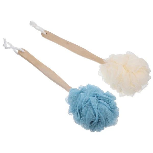2 Pcs Baby Bath Brushes Long Handles for Elderly Soft Back Scrubber Shower