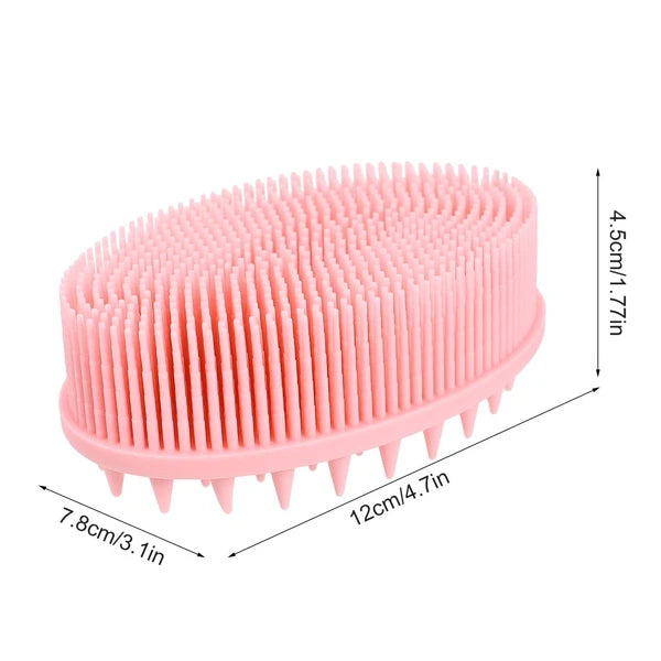 2pcs Silicone Exfoliating Brush Bath and Shampoo Brush Body Scrubber (Pink)