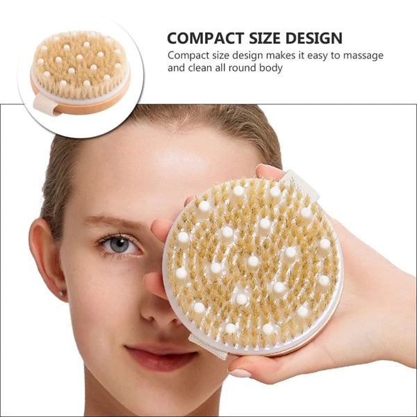 1PC Fine Wood Bath Brush Exfoliating Massage Brush (Khaki) Shower Brush