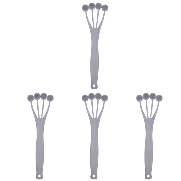 4 Pack Exfoliating Bath Brush Scrubbing with Handle Body Scrubber for Shower