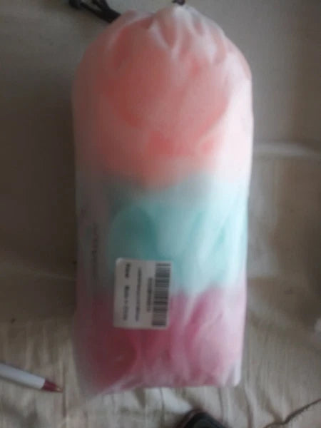 3 PK  rainbow color Loofah Bath Sponge Shower Pouf Ball Double Mesh