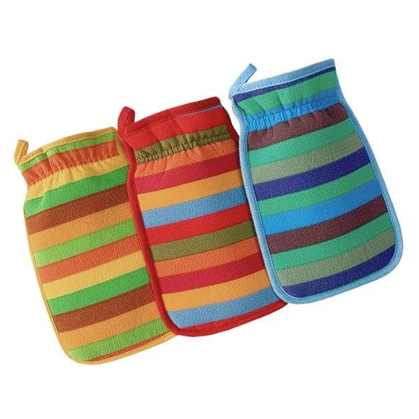 3 Pcs Bath Towel Gloves Body Exfoliator Back Brush for Shower Men