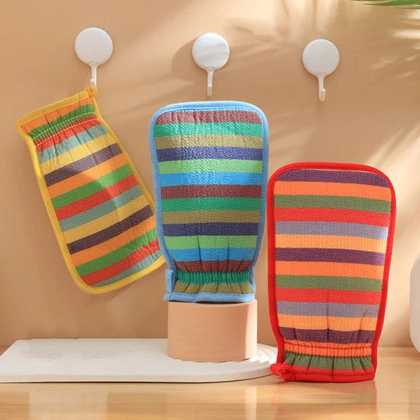 3 Pcs Bath Towel Gloves Body Exfoliator Back Brush for Shower Men