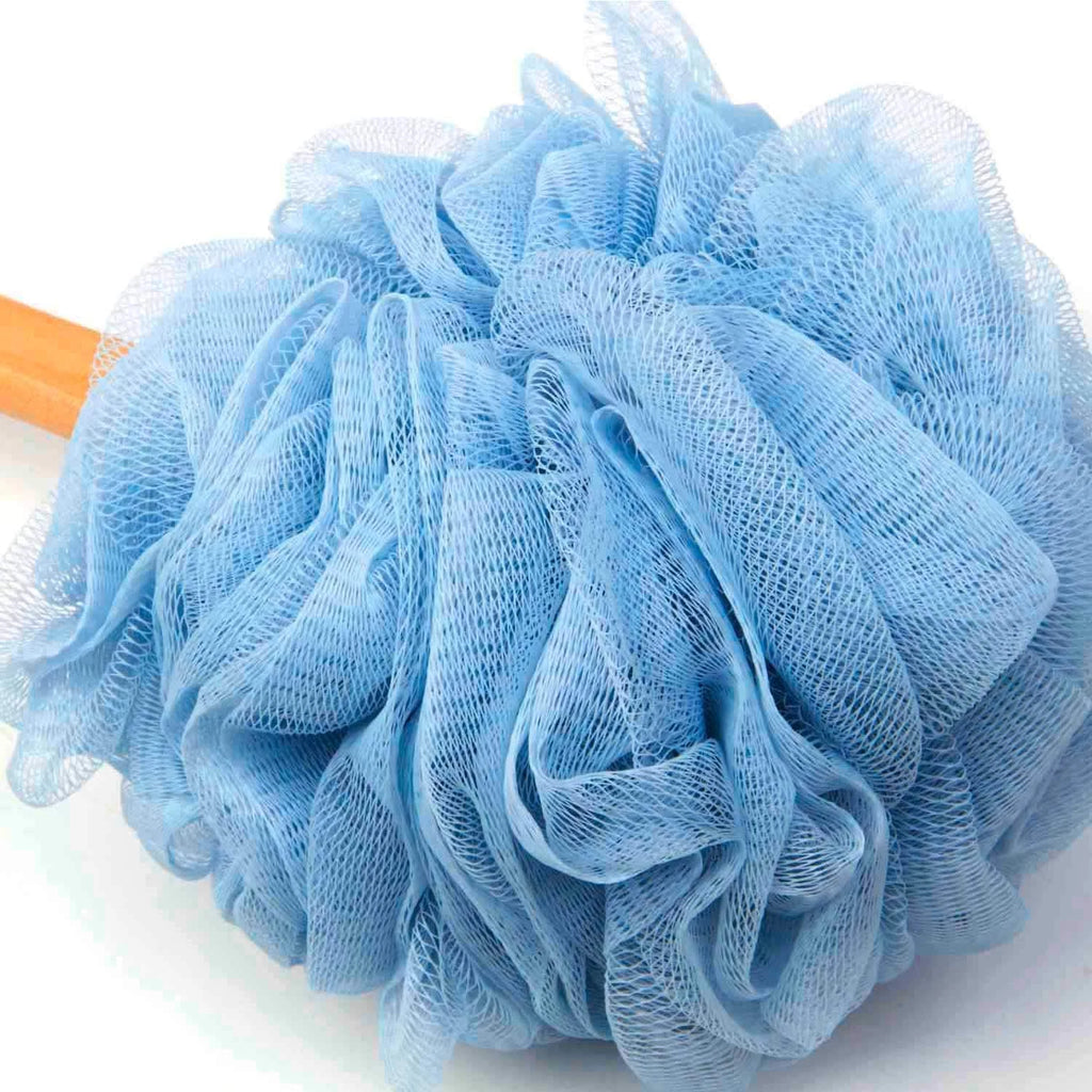 Loofah Back Scrubber, Wooden Long Handle Bath Sponge, Soft Nylon Mesh Brush