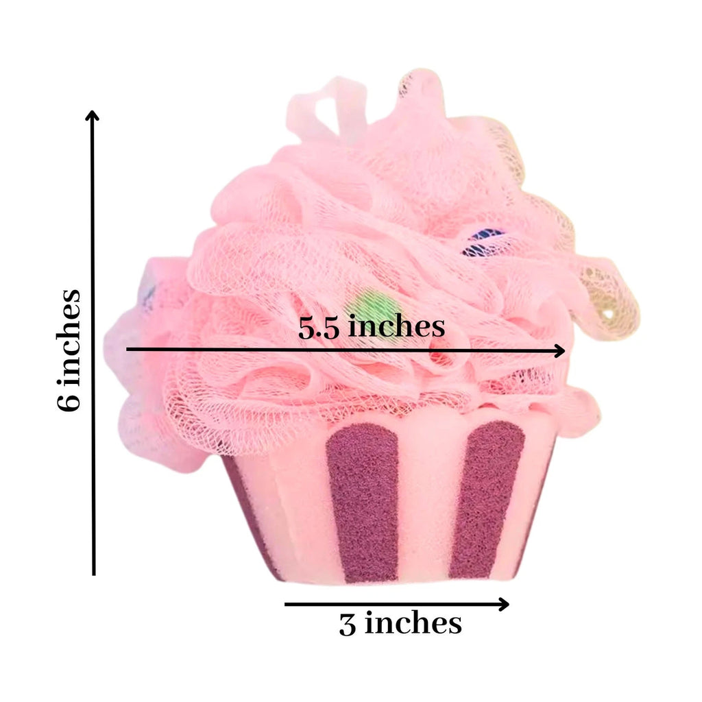 3pk - Large Cupcake Korean Pouf Bath Loofah Sponge for Kids & Adults - Gift Box