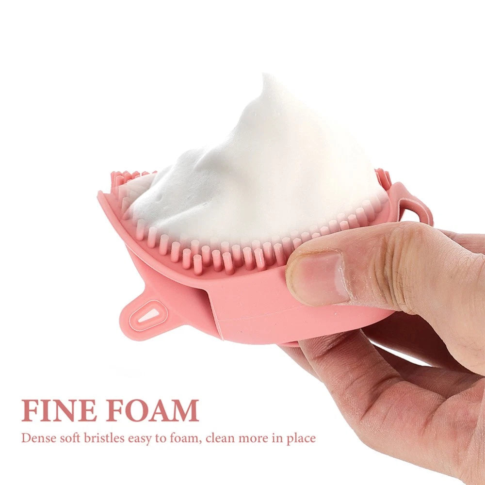 2 Pcs Shampoo Bath Brush Travel Child Exfoliating Silicone Body Scrubber