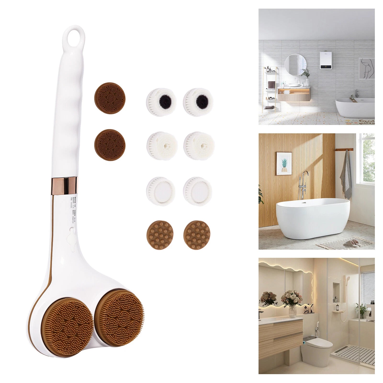 Electric Bath Brush Rotation Electric Spin Double Head Scrubber Body Bath Brush