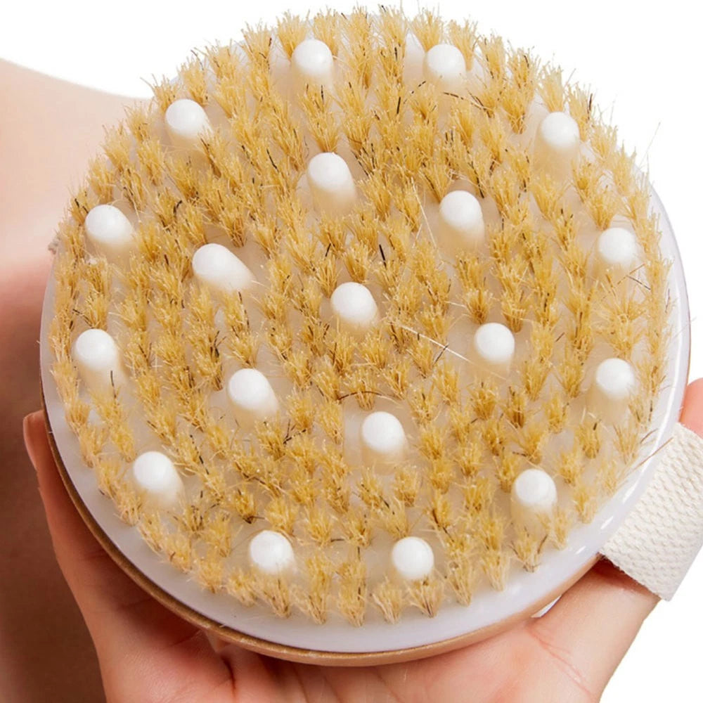 1PC Fine Wood Bath Brush Exfoliating Massage Brush (Khaki) Shower Brush
