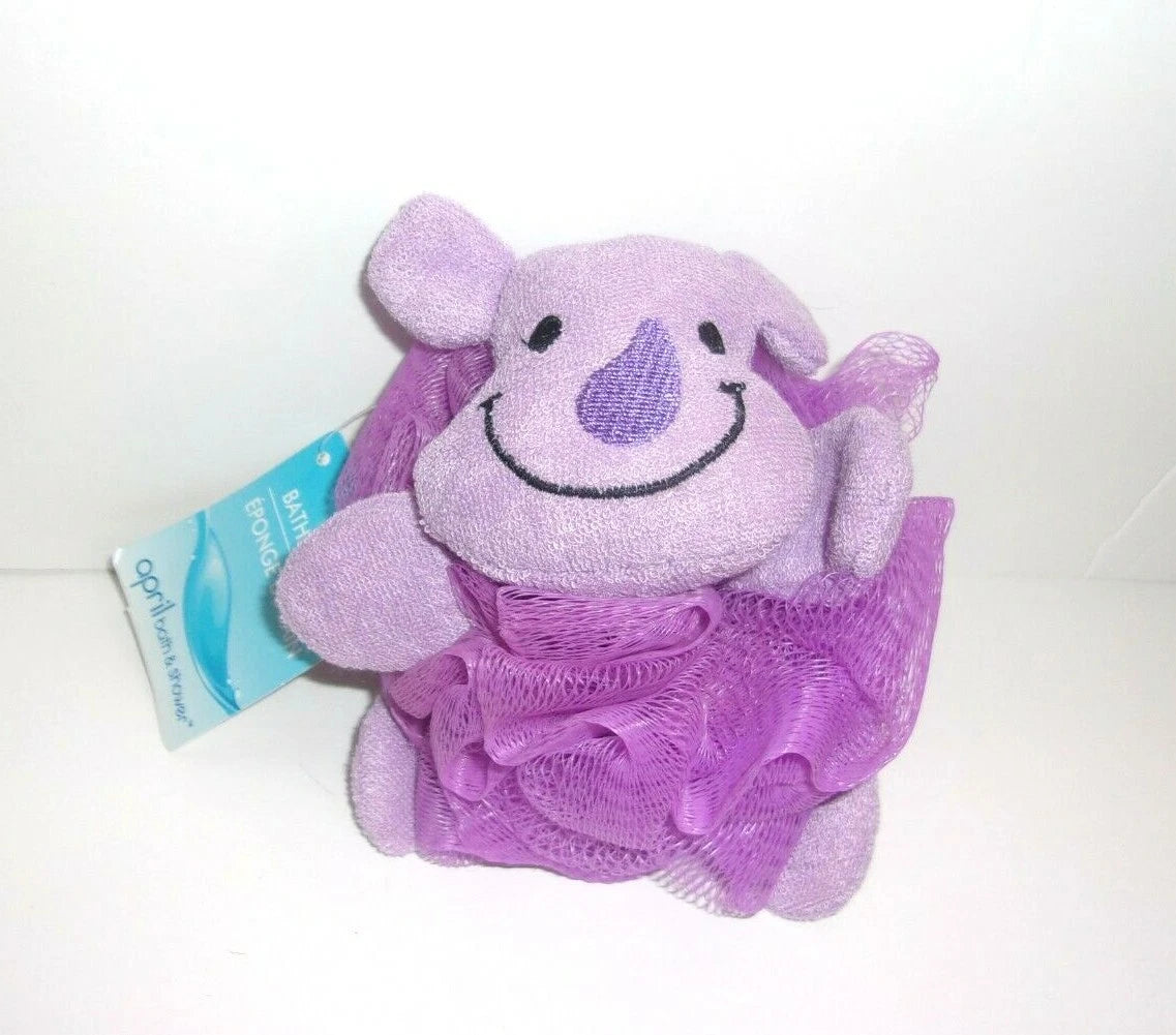 April Bath & Shower Purple Hippo Sponge 6" New Greenbrier