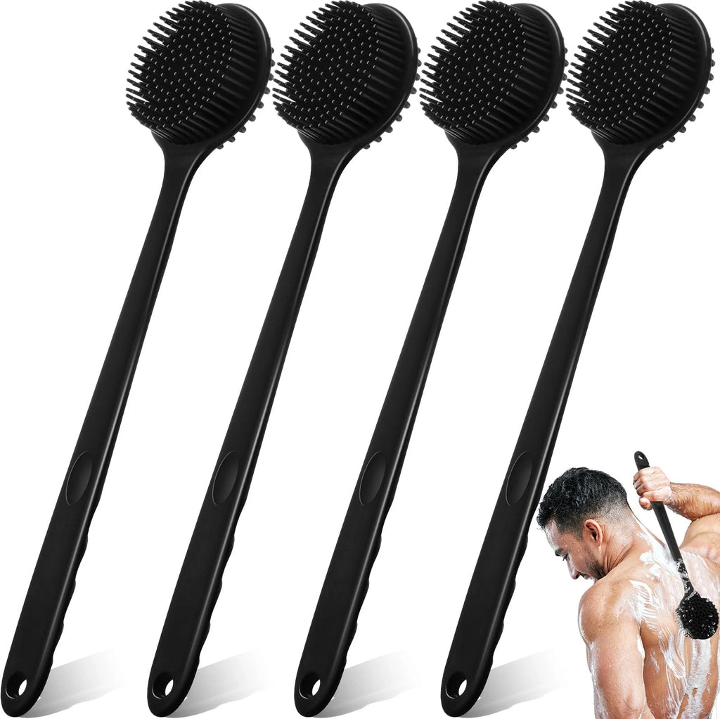 4 Pack Scrubber Anti Slip for Shower, 15 Inch Soft Silicone Bath Body Brush B...