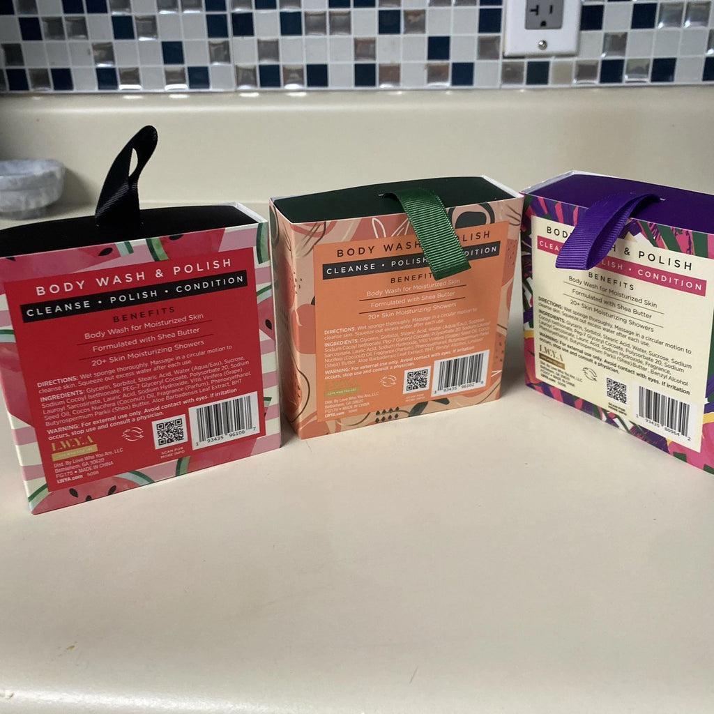 3 L.W.Y.A Watermelon & Tropic Coconut Peach Please! Body Wash & Polish  3.0 Oz