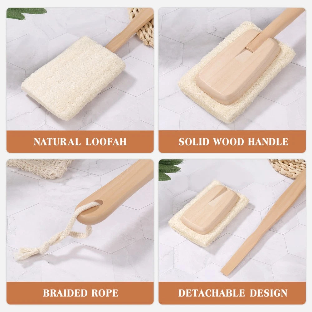 Loofah Bath Brush Wood Handle Miss Work Shower Scrubber for Body