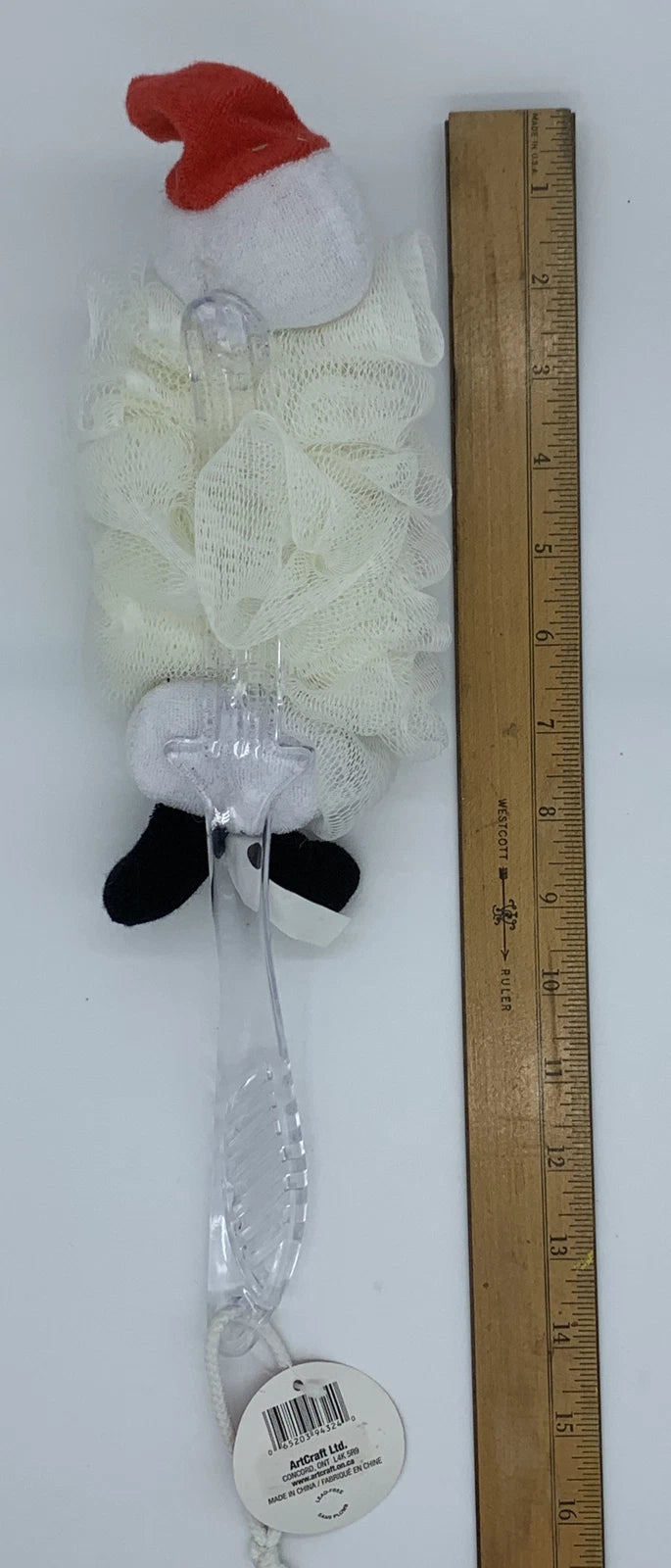 Snowman Scrubber Shower Bath Sponge Pouf Wash Spa Brush Puff Stocking Stuffer