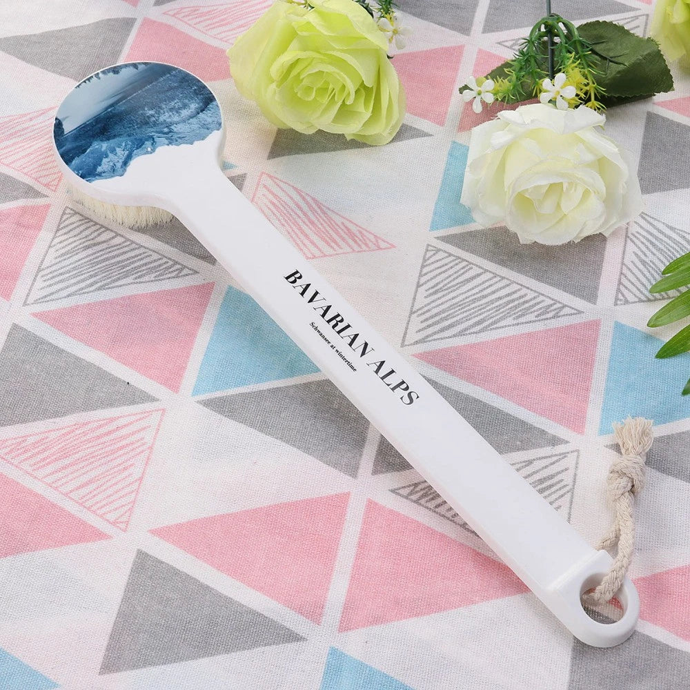 Long Handle Bath Scrubber Printed Exfoliating Shower Brush (Scenery)