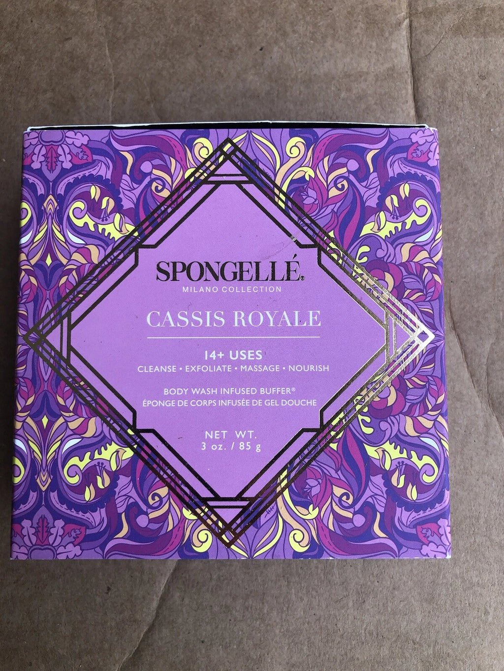 Spongellé Cassis Royale is a body wash-infused buffer Milano Northern Italy.