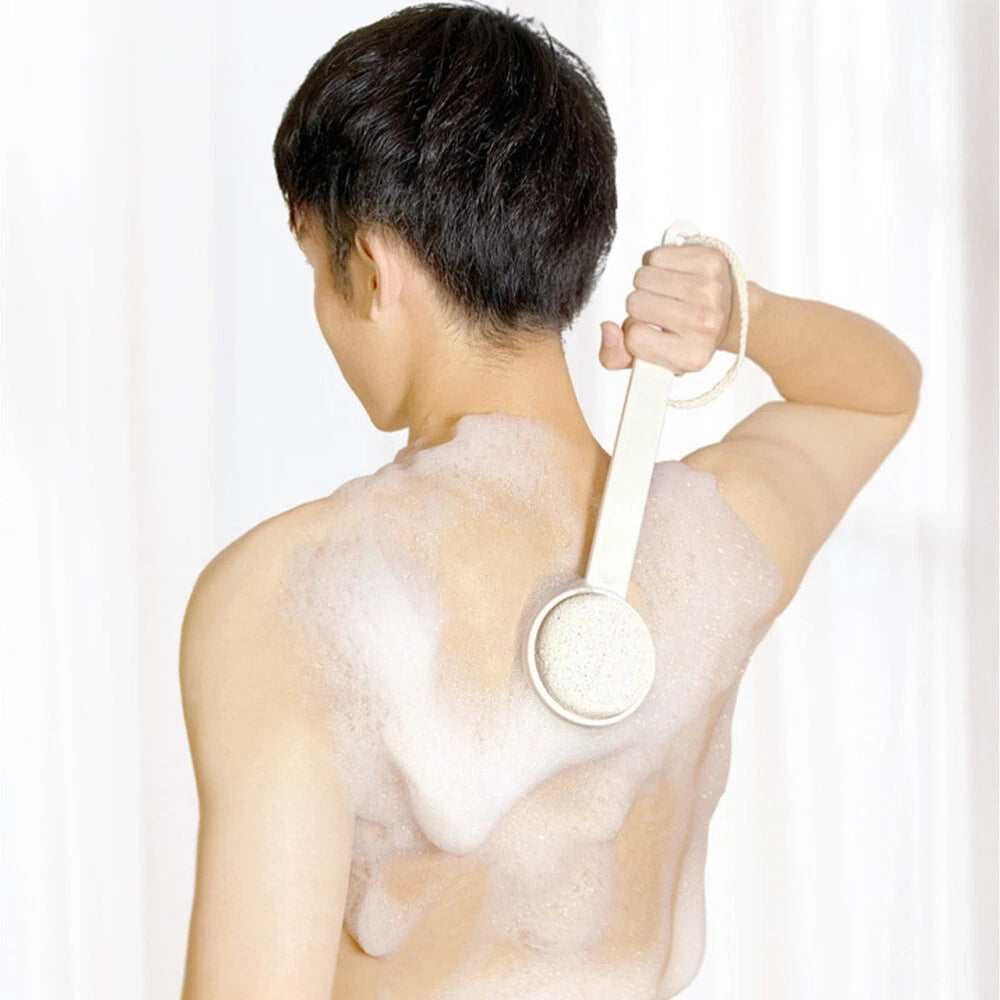 Long Handle Bath Brush Household Rub Back Brush Bathing Accessories (White)